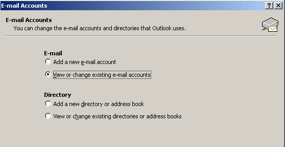 Resetting Outlook 2002 for CVC Internet